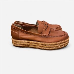 Cecilia New York Gretta Brown Leather Loafers with Woven Sole